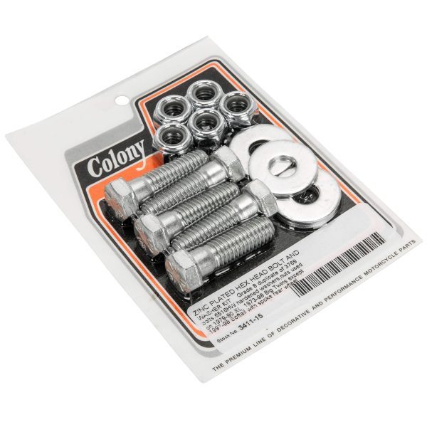 #3411-15 Hex Bolt & Washer Kit Rear Wheel 1973-1998 Harley-Davidson Big Twin 1979-1990 XL - Zinc Plated For Cheap