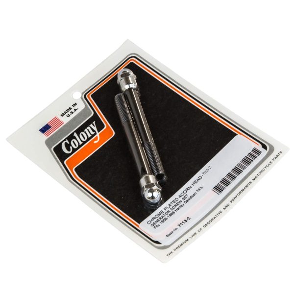 #7113-2 Acorn Head Generator Screw Set - 1958-1969 Harley-Davidson 74 s - Chrome Plated Hot on Sale