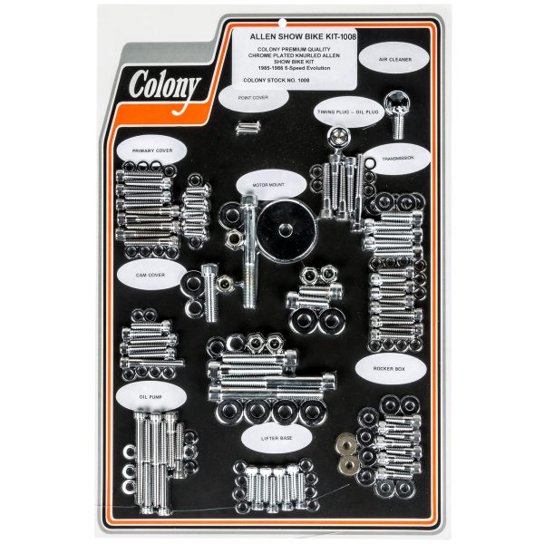 #1008 Complete Show Bike Kit Allen Hardware Harley-Davidson 1985-1986 Evo 5 Speed - Chrome Plated Online Hot Sale