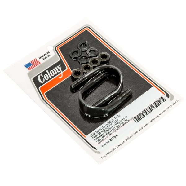 #3153-6 Leg Shield U-bolt Kit L1951-E1977 Harley-Davidson Big Twins 1952-Up KRTT Fairing Mount - Parkerized For Sale